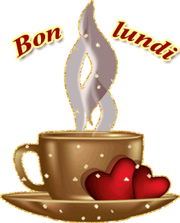 Gif animé Bon lundi café coeurs